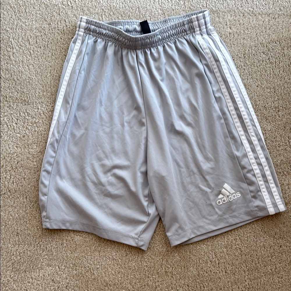 Adidas Gray Athletic Shorts Lightweight Elastic Waist